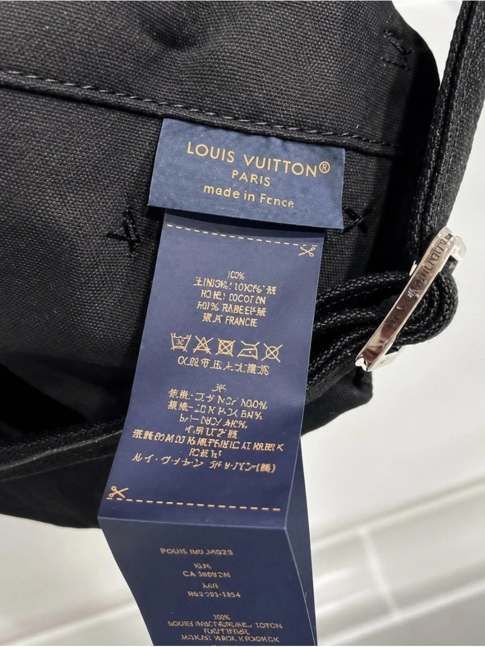 Louis Vuitton Black Logo Strap Cap with Silver Hardware